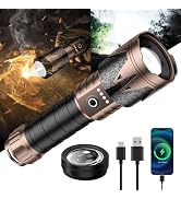 SKYFIRE Rechargeable Flashlight with Ignition Lens,5000 Super Bright Tactical Flashlights High Lu...