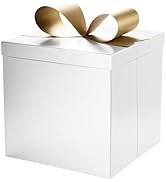 LaRibbons Large Gift Boxes with Lids, 10x10x10 Inches White Square Foldable Gift Boxes for Birthd...