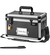 LOCKCURX Medication Lock Box, Lockable Storage Box with Dual Locks (Combination &amp; Padlock), Lockb...