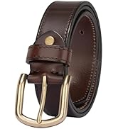 TYWestyles 1.3‘' Womens Leather Belt for Jeans Pants with Gold Buckle