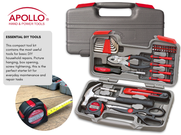 39 Piece red tool set by Apollo Tools