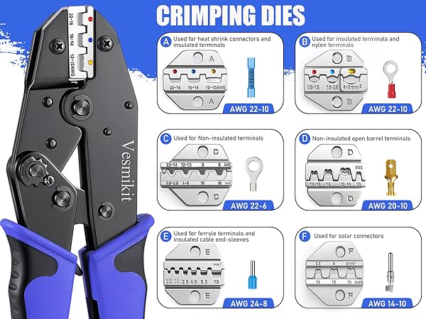 6PCS Ratchet Crimping Tool Set