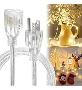3 Prong Clear Extension Cord - 6 FT Male to Female Invisible Indoor Power Cable, UL-Certified, 3 ...