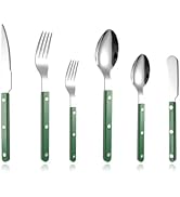 Rivet ABS Clamp Handle Silverware Set - 6-Piece Stainless Steel Flatware with Steak Knife, Fork, ...