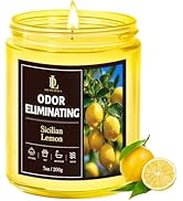 Sicilian Lemon Odor Eliminating Highly Fragranced Candle, Eliminates 95% of Kitchen Grease &amp; Pet ...