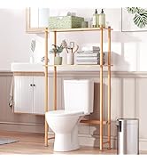 AmazerBath Bamboo Over The Toilet Storage Shelf, 2-Tier Over Toilet Organizer Rack, Freestanding ...