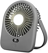 Nezylaf Portable Desk Fan with LED Light, Rechargeable 2000mAh Battery Operated Personal Fan, 180...