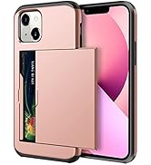 SAMONPOW Compatible with iPhone 13 Case with Card Holder Dual Layer Hybrid Wallet Case Heavy Duty...