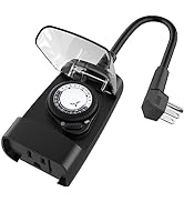 G-Homa 24 Hour Mechanical Outdoor Timer Outlet, Outdoor Timer for Lights, 3-Prong Outdoor Light T...