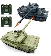 1/28 RC Tank Set, 2.4G 9 Channels Remote Control Battle Tank w/ Life Indicators/Sounds/Lights, Ra...