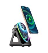 Hounyoln 5 in 1 Induction Bluetooth Speaker with Phone Stand, 1800mAh RGB Lighting Induction Spea...