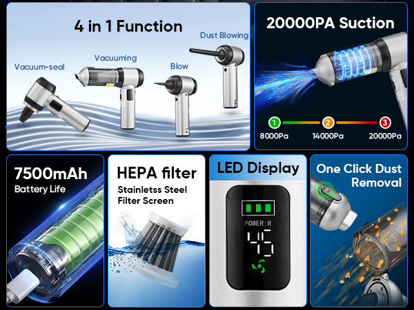 Saker Car Vacuum HL157 Silver