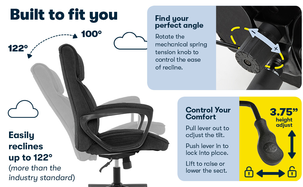 Serta, Office Chair, Comfort, Control, Ergonomic, Adjust, Back In Motion, Armrest, Posture, Strength