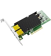 BZIZU 10Gb Dual RJ45 Port Network Card | PCIe Ethernet LAN Adapter with Intel X540 Controller for...