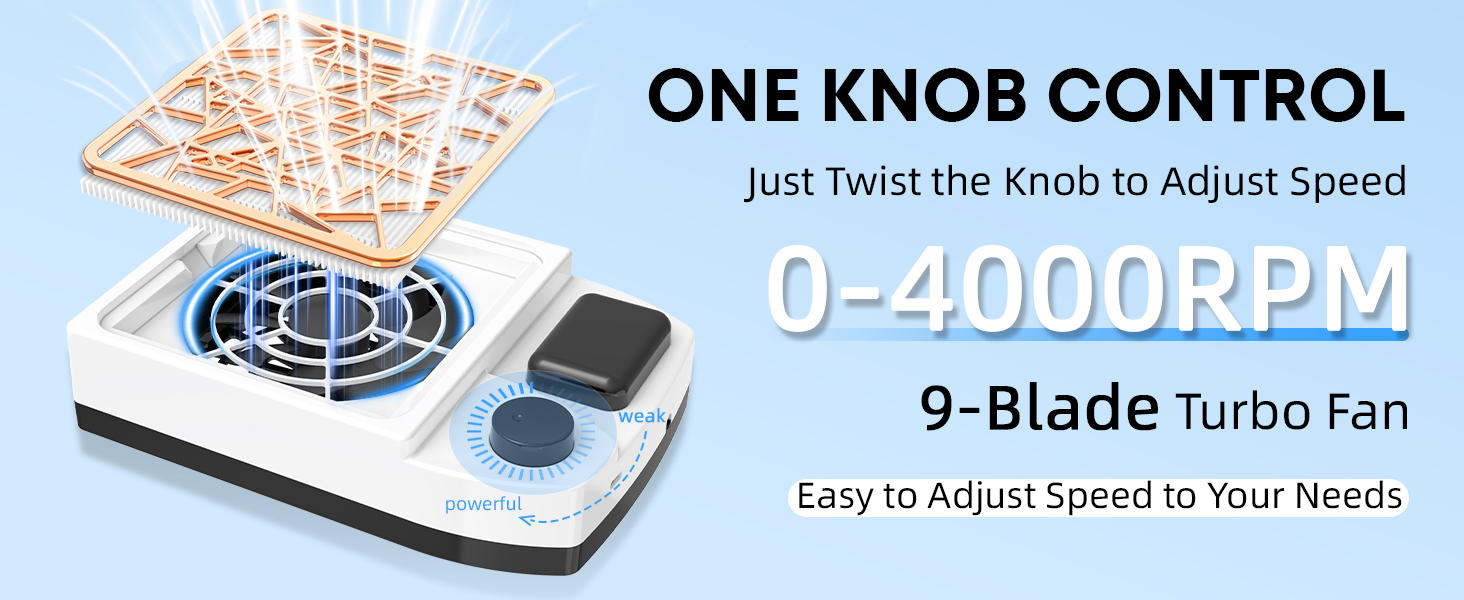 4000 RPM Rechargeable nail dust collector in one knob control