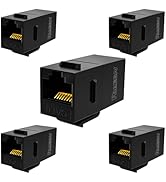 PBAEGAV CAT6 RJ45 Keystone Couplers,5 Pack UTP Ethernet Keystone Jack Female to Female for Cat6/C...