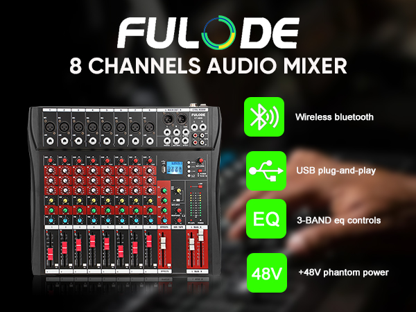 8 CHANNELS AUDIO MIXER