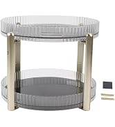 AYNEFY Makeup Organizer Rotating Cosmetic Shelf, Double Layer Clear Makeup Organizer for Vanity M...