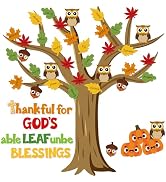 CY2SIDE 80PCS Fall Thankful for God’s Unbeleafable Blessings Cutouts for Bulletin Board Border Se...