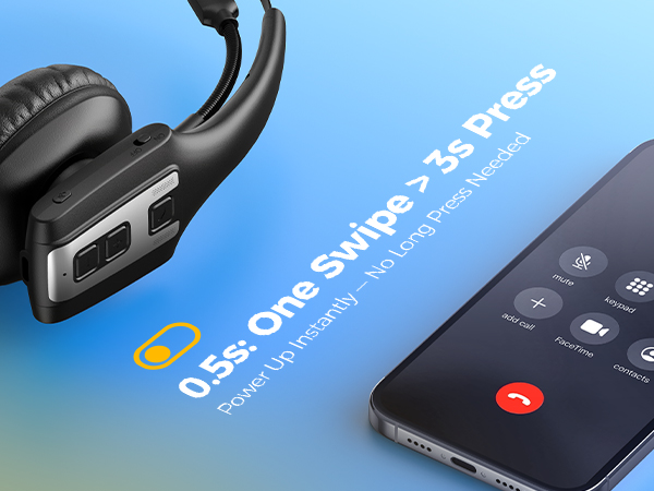 Lightweight Bluetooth Headset Microphone Trucker Headset Single-Ear Wireless Headphones