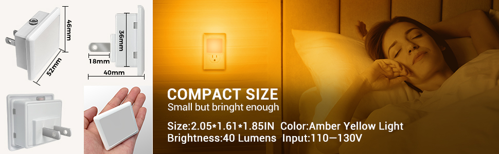compact size of small night light