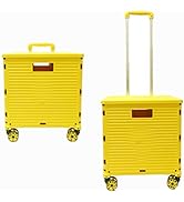 Foldable Utility Cart Folding Portable Rolling Crate Handcart Shopping Trolley Wheel Box with Lid...