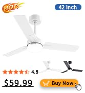 42 inch White Ceiling Fans with Lights and Remote, 6 Speed Low Profile Modern Ceiling Fan wit...