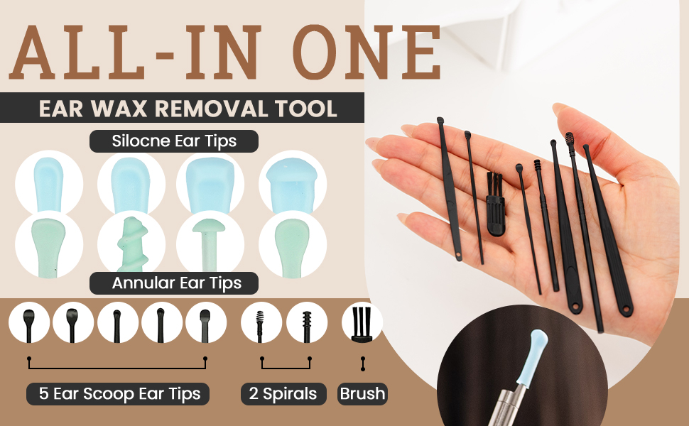 Ear wax remover tool with spiral