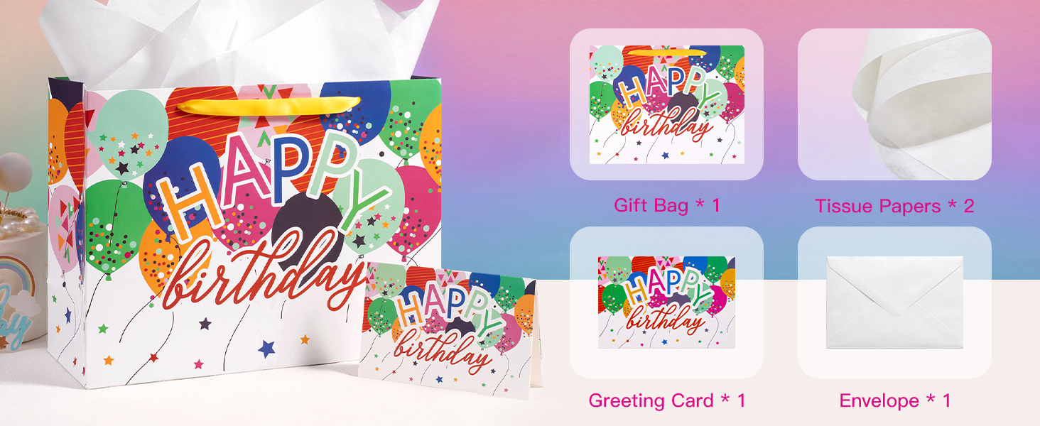 WRAPAHOLIC 13&amp;#34; Large Birthday Gift Bag