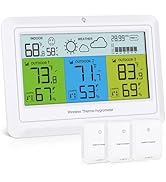 PENTASPI Weather Station, Wireless Indoor Outdoor Thermometer with 3 Sensors, Digital Thermometer...