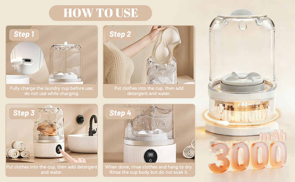 Mini Laundry Machine 1L Underwear Portable Washing Machine with LED Display