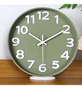 45MinST 12 Inch 3D Number Dial Face Modern Indoor Outdoor Clock, Silent Non-Ticking Round Home De...