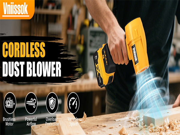 Cordless Leaf Blower Handheld Electric Blower for Patio Cleaning, Car Drying, Leaves and Dust