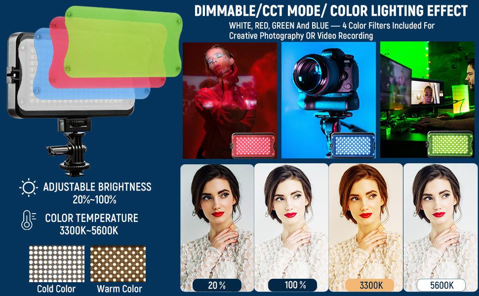 Bi-color Video Camera Light with Color Filters