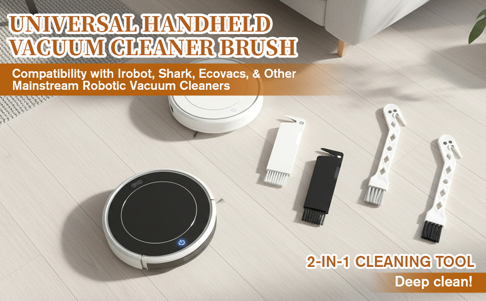 Vacuum cleaner brush with blade &amp;amp; bristles, compatible with Irobot, Shark, Ecovacs for deep cleaning
