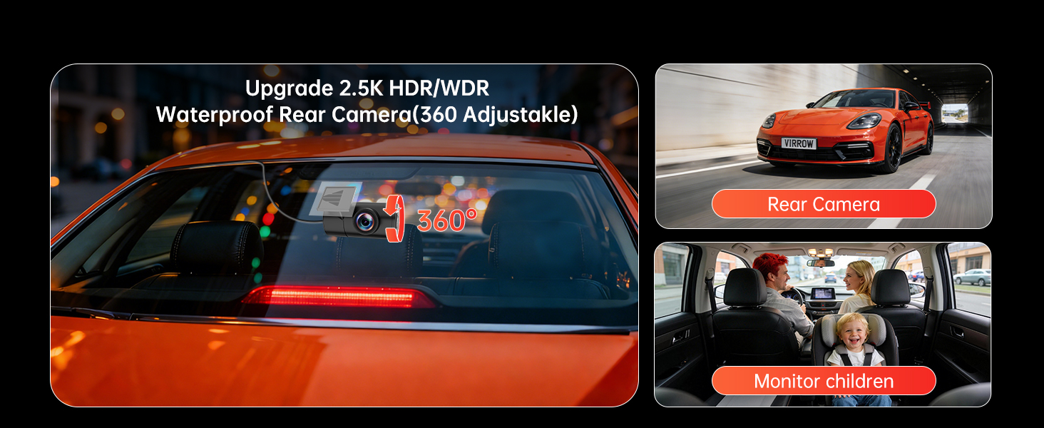 Waterproof Rear Camera(360 Adjustakle)