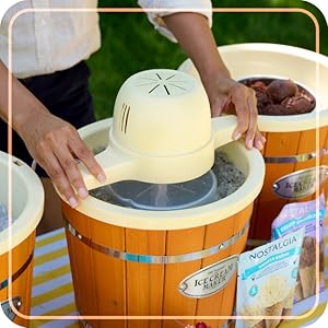 mixing the ice cream using ice cream maker