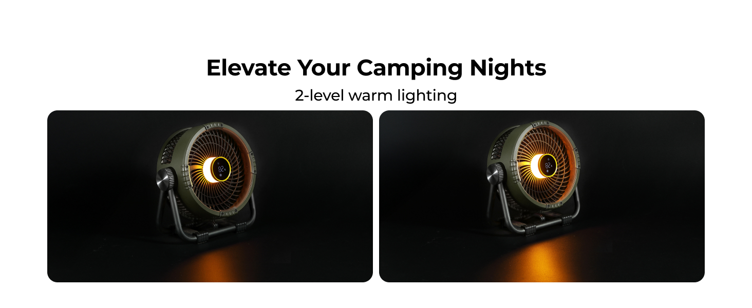 Battery Powered Fan with 2-level Lighting