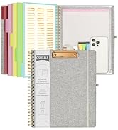 Ospelelf Foldable Spiral Clipboard Folio with Zipper Pouch, 5 Plastic Folders with 10 Pockets,Ref...