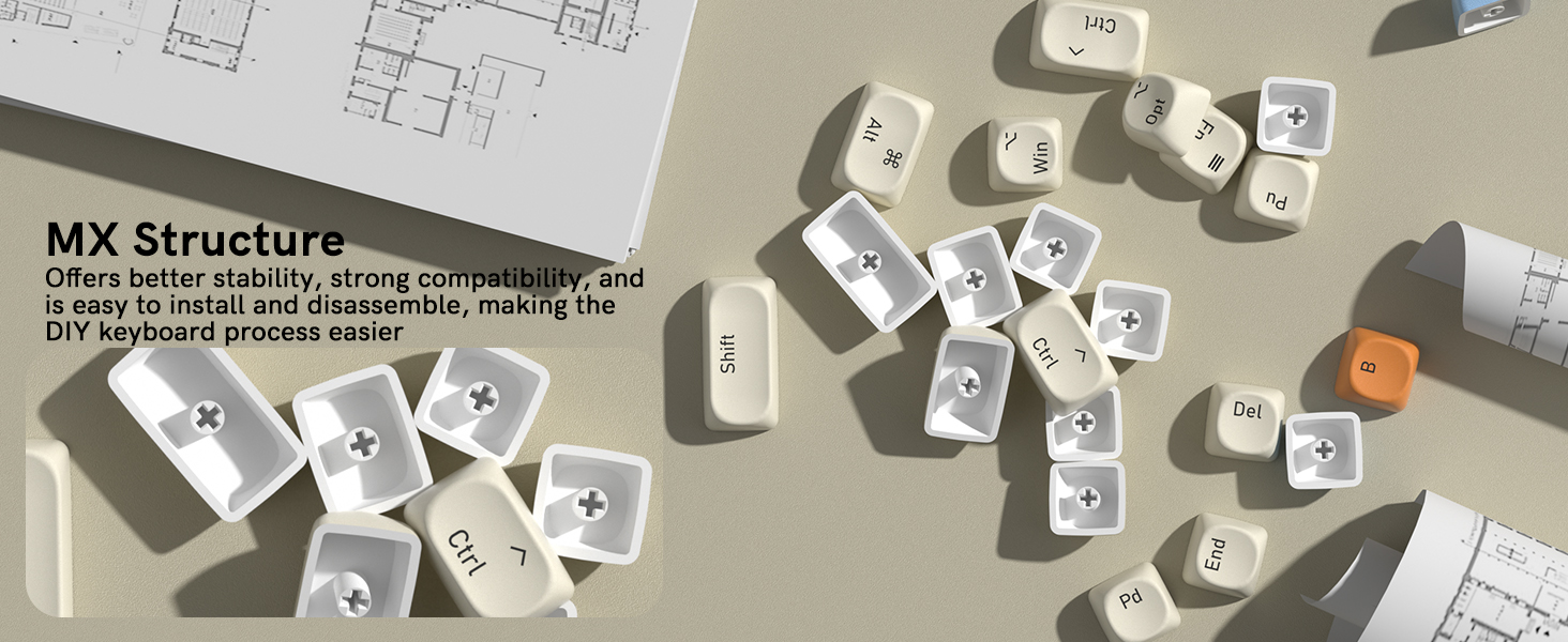 125-key layout fits Cherry and Gateron MX switches across