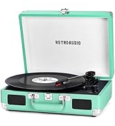 Vinyl Record Player Bluetooth Vintage 3-Speed Portable Suitcase Turntables with Built-in Speakers...