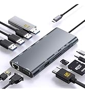 USB C Hub Multiport Adapter, 11 in 1 USB C Docking Station with 4K HDMI, 1080P VGA, 100W PD, USB ...