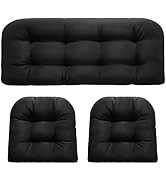 DANGHOOGY Outdoor Wicker Chair Cushions,3 Pieces Waterproof Seat Cushions,1 Loveseat and 2 U-Shap...