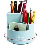 Desk Pencil Pen Holder, 3 Slots 360-Degree Spinning Pencil Pen Desk Organizers, Desktop Storage P...