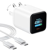 xiwxi Smart Display Charger, 45W Max GaN USB-C Charger Block with 6.6ft Braided Fast Charging Cab...