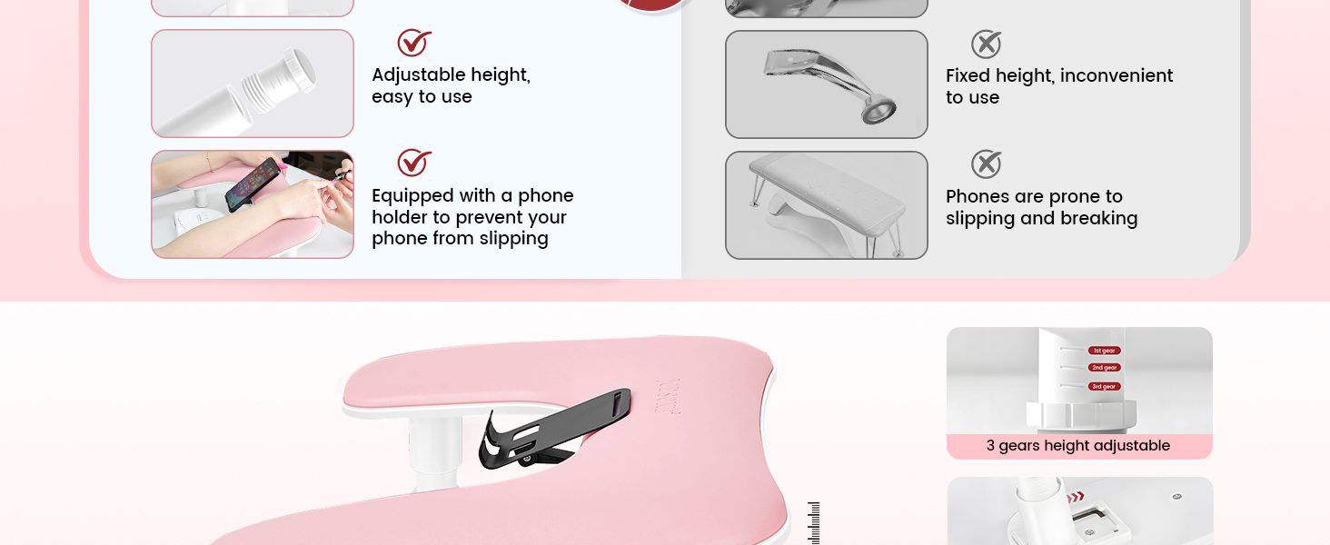 Pink Manicure Arm Rest for Nails Tech