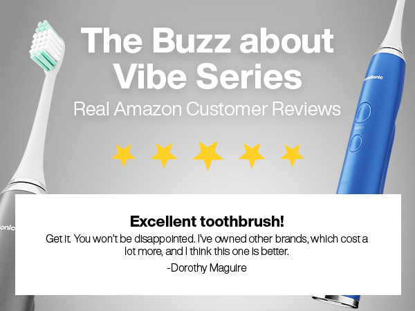 AquaSonic Vibe Series Electric Toothbrush with different cleaning modes, safe for sensitive teeth