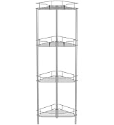 HuggieGems 4 Tier Floor Standing Corner Shower Caddy Organizer Shelf with Hooks, Bathroom Shelves...