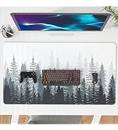 Colorful Star Gaming Mouse Pad Large, Misty Forest Tree XXL Full Size Desk Pad Big Extended Desk ...