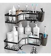 AKTECKE Corner Shower Caddy, 2 Pack Adhesive Shower Corner Organizer Shelves, No Drilling Stainle...